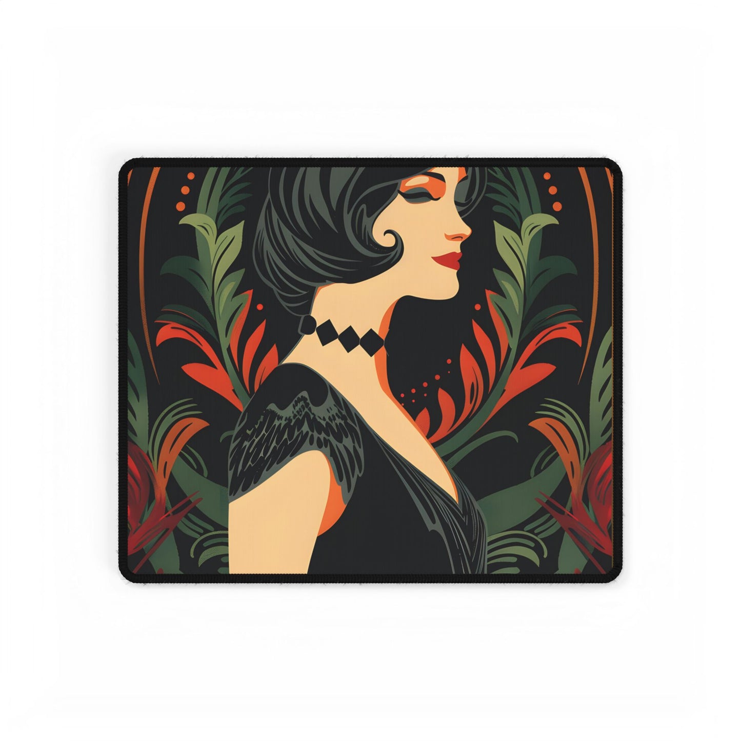 Elegant Vintage Poster: A Woman's Enchanting Presence - Desk Mat