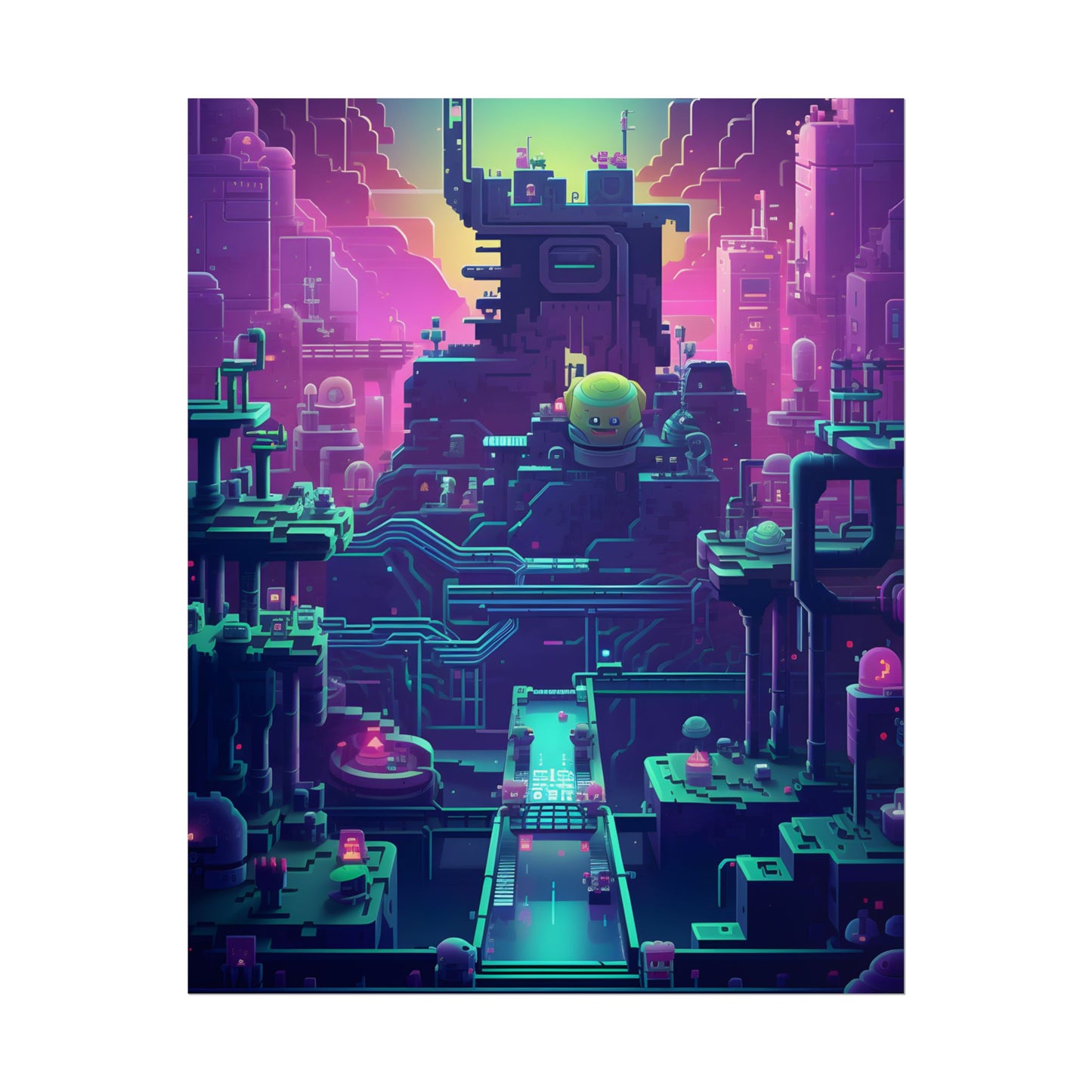 Vibrant Cyber-Pets: Gamified Pixelated Digital Art - Poster