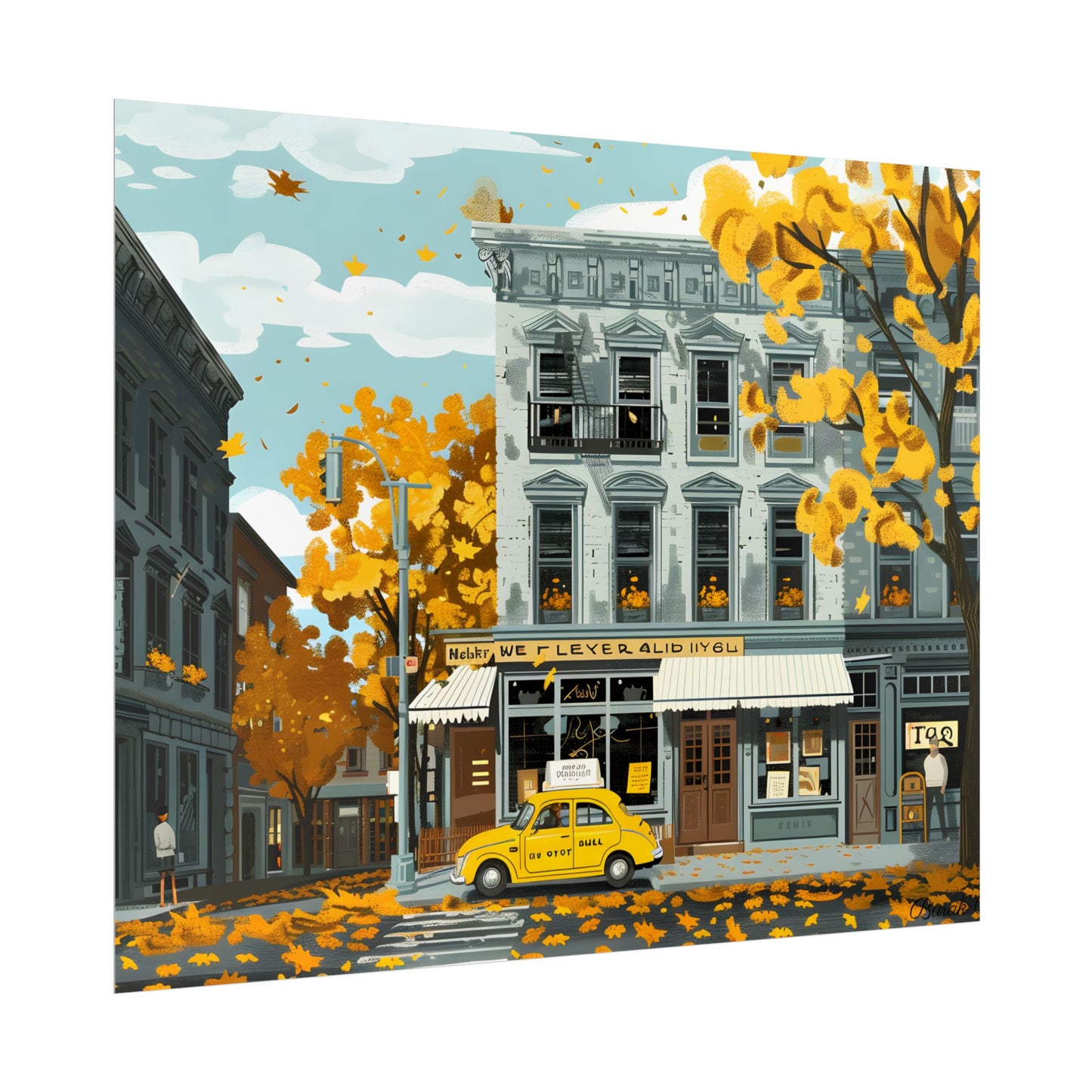 Whimsical Yellow Building: Ornate Illustration Artwork - Poster