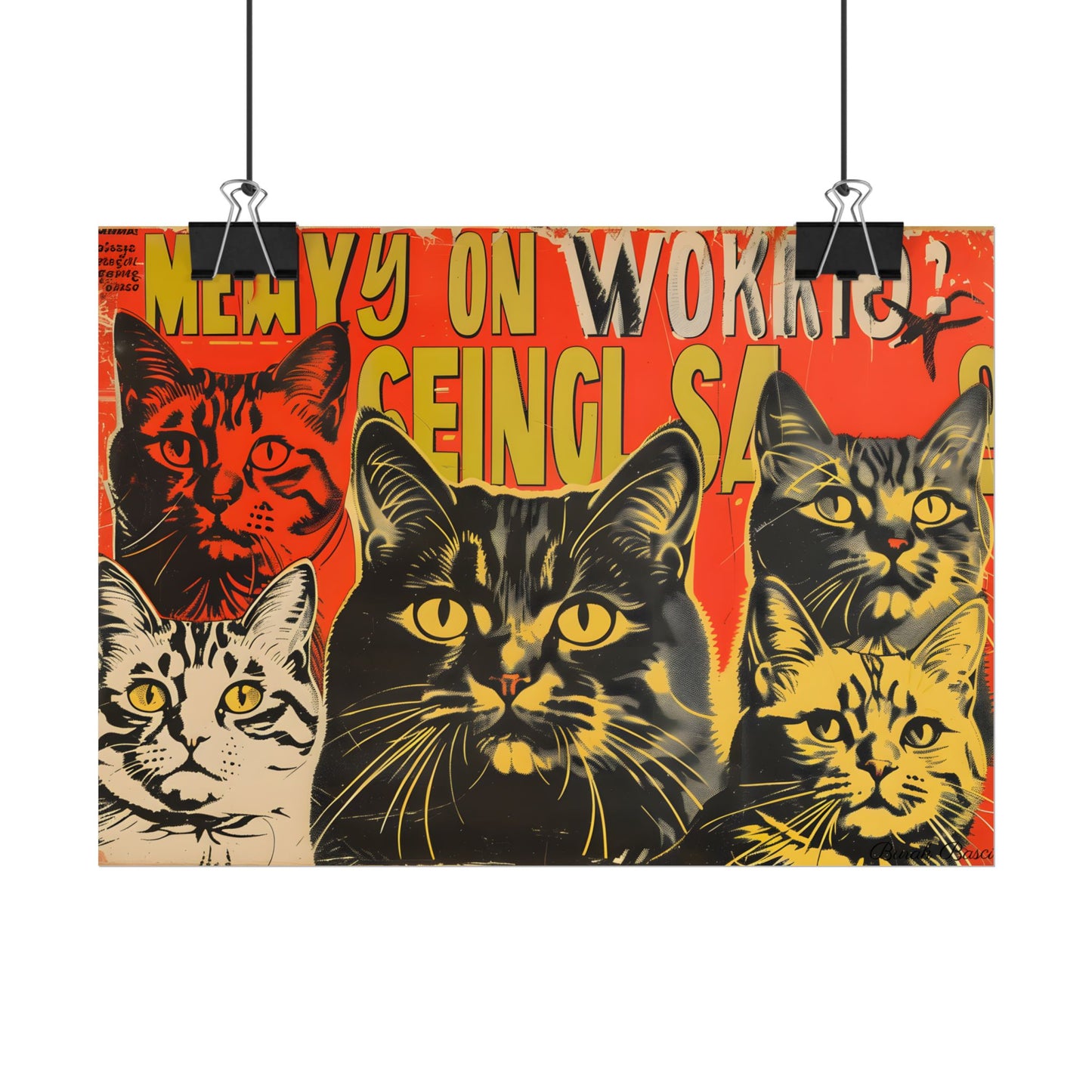 Whisked Away: A Soviet-Inspired Poster Featuring Multiple Feline Friends - Poster