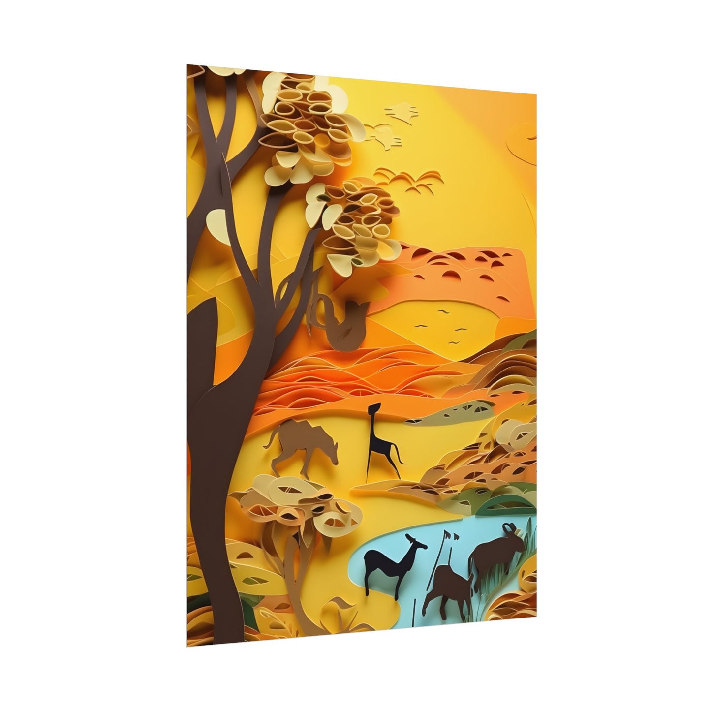 Vibrant African Landscape: Paper Quilling Art - Poster