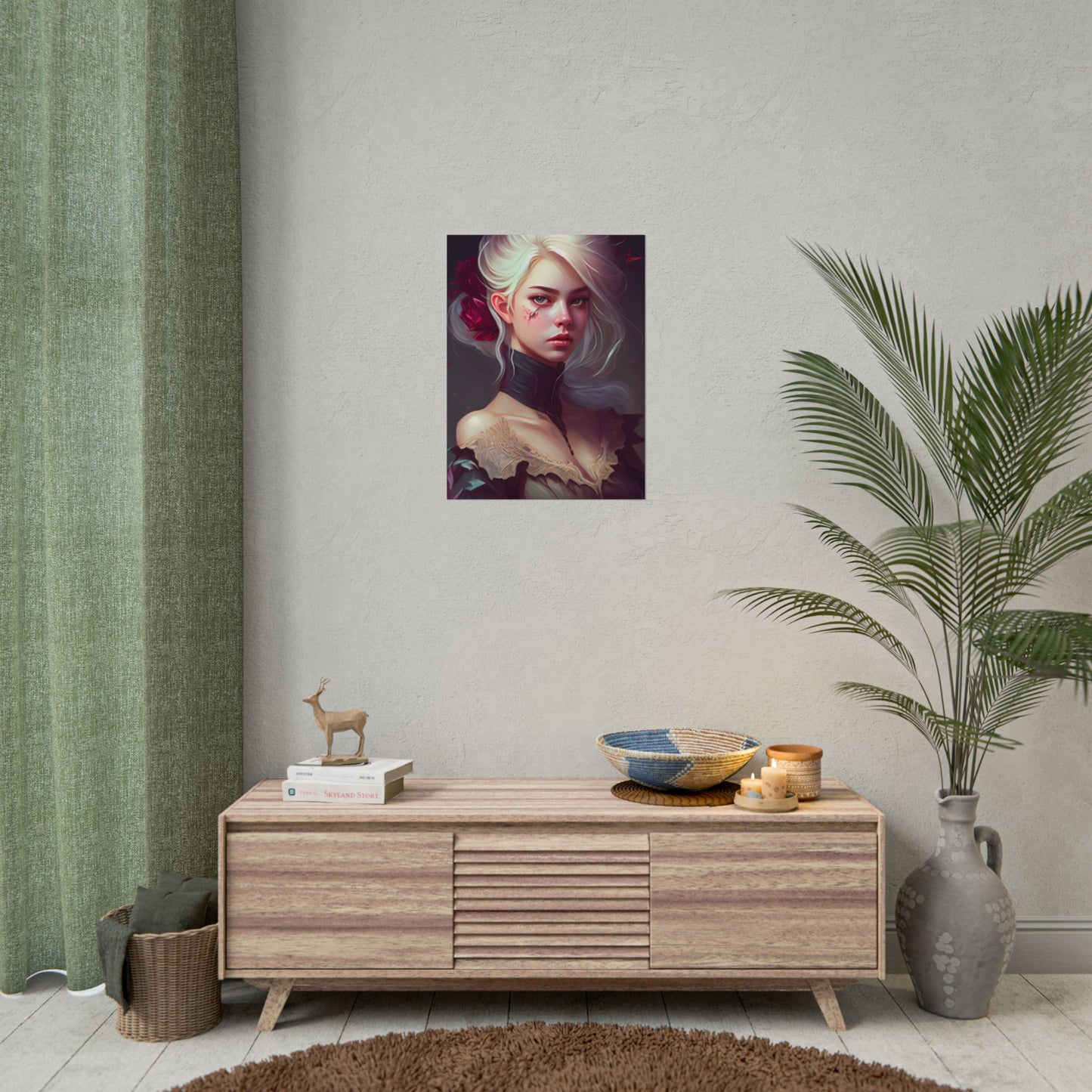 Blonde Beauty in Nature: Realistic Portrait Art - Poster