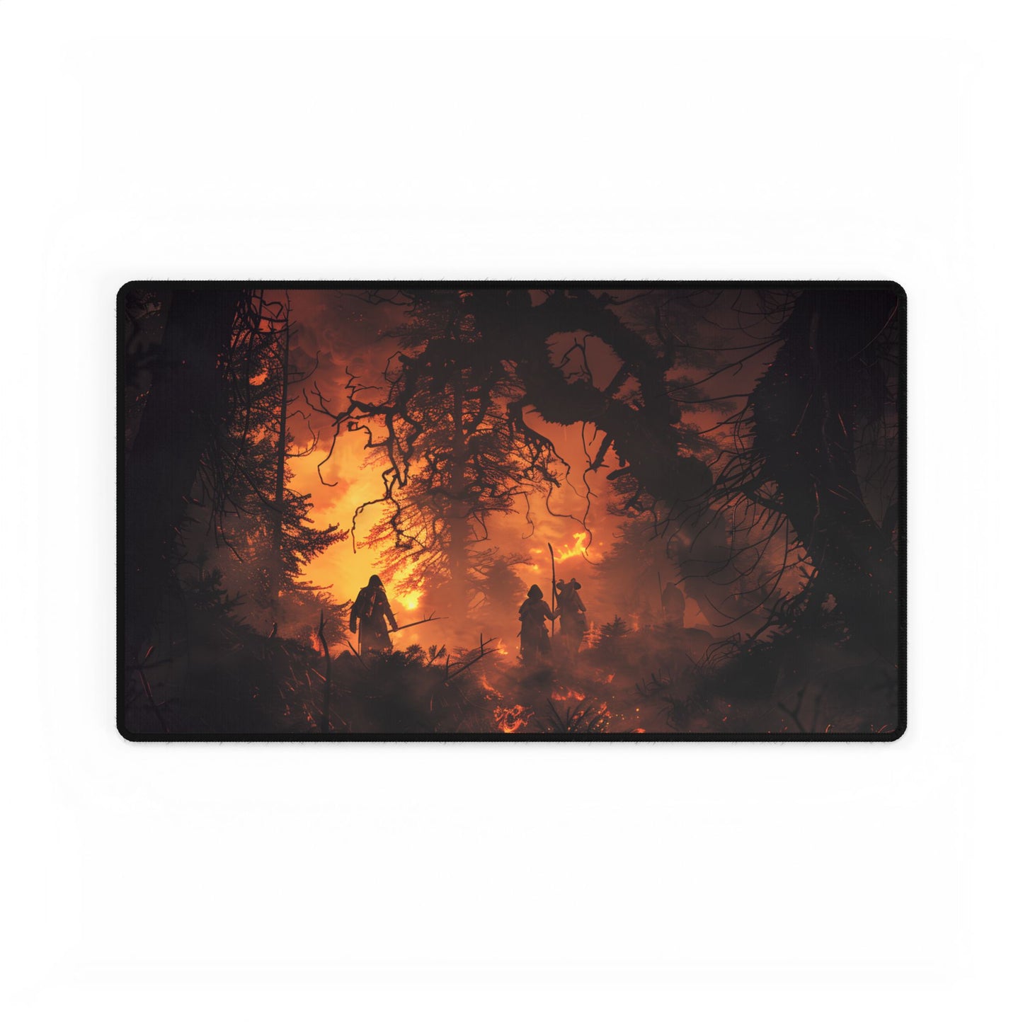 Misty Sunset Forest: Group Gathering - Desk Mat