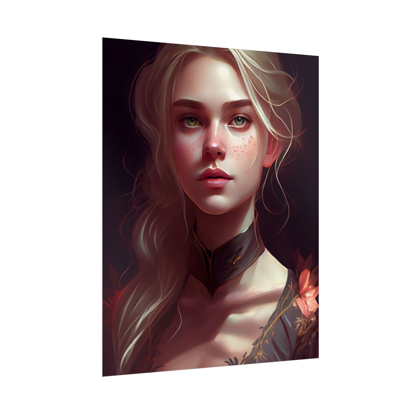Astonishing Blonde Portrait: Artistic Beauty in Darkness - Poster