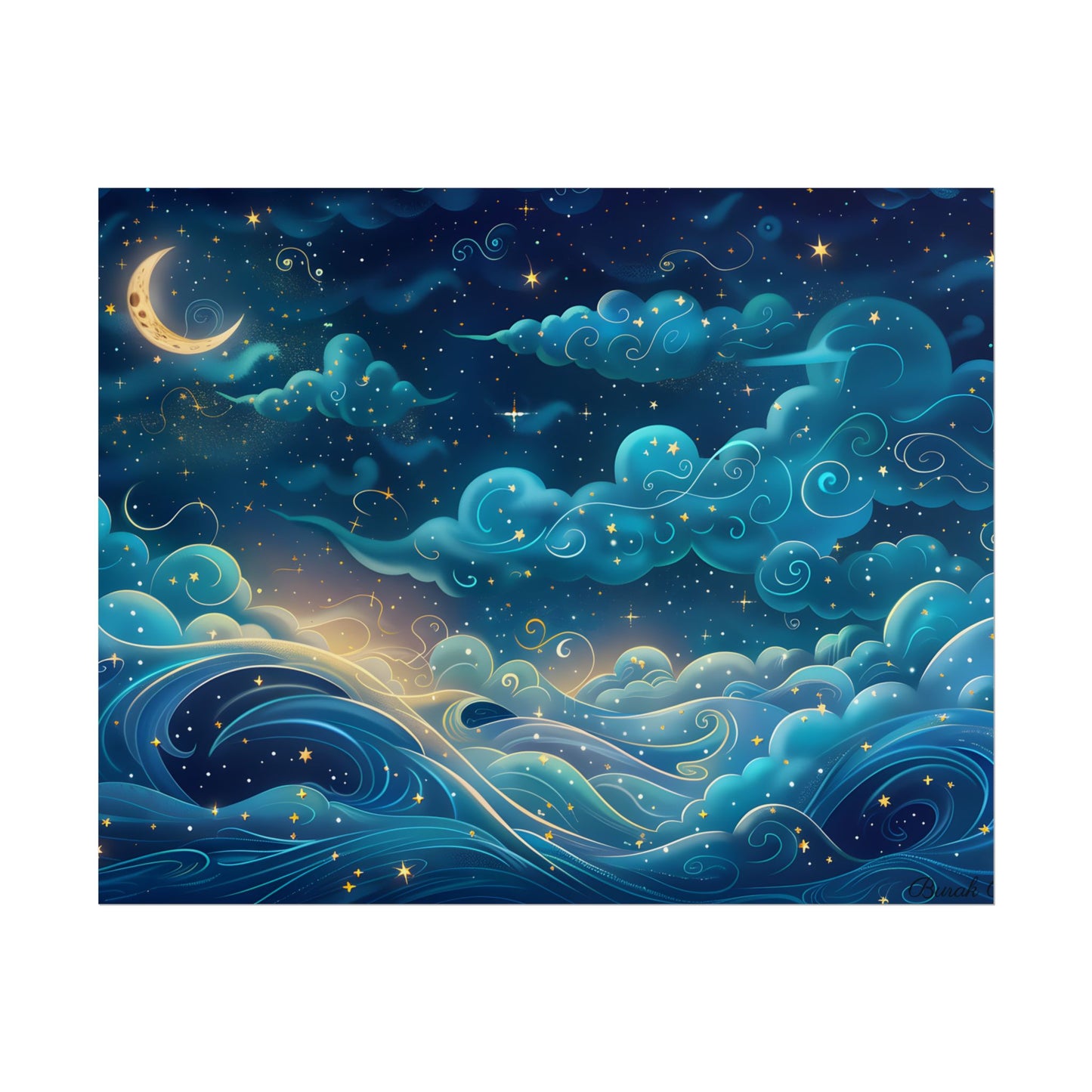 Twinkling Stellar Night Sky: Whimsical Dreamy Artwork - Poster