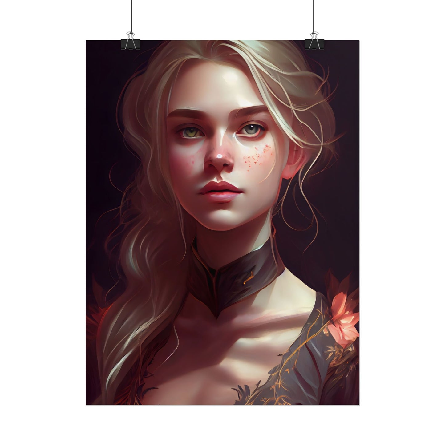 Astonishing Blonde Portrait: Artistic Beauty in Darkness - Poster