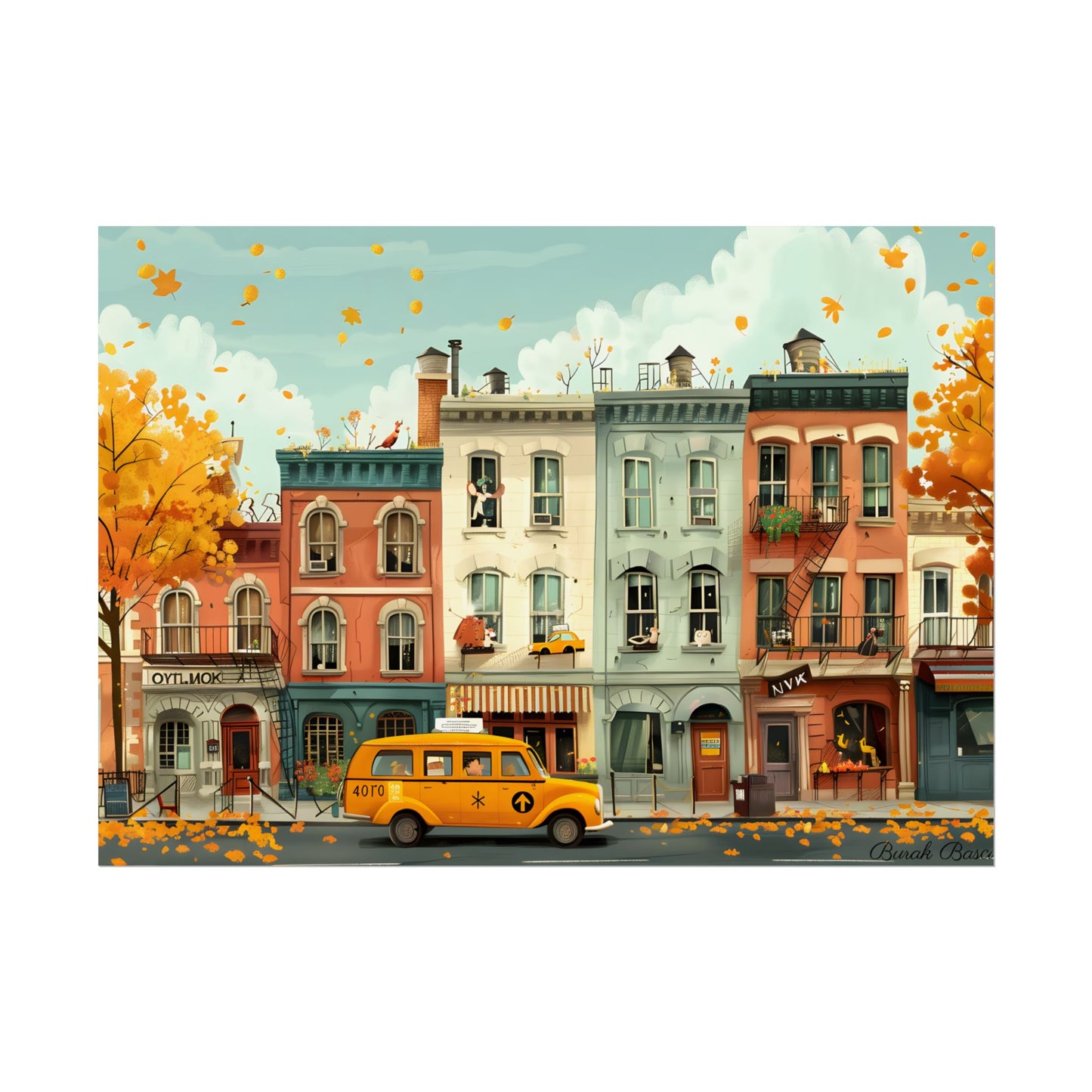 Whimsical Yellow Dream: A Captivating Illustration - Poster