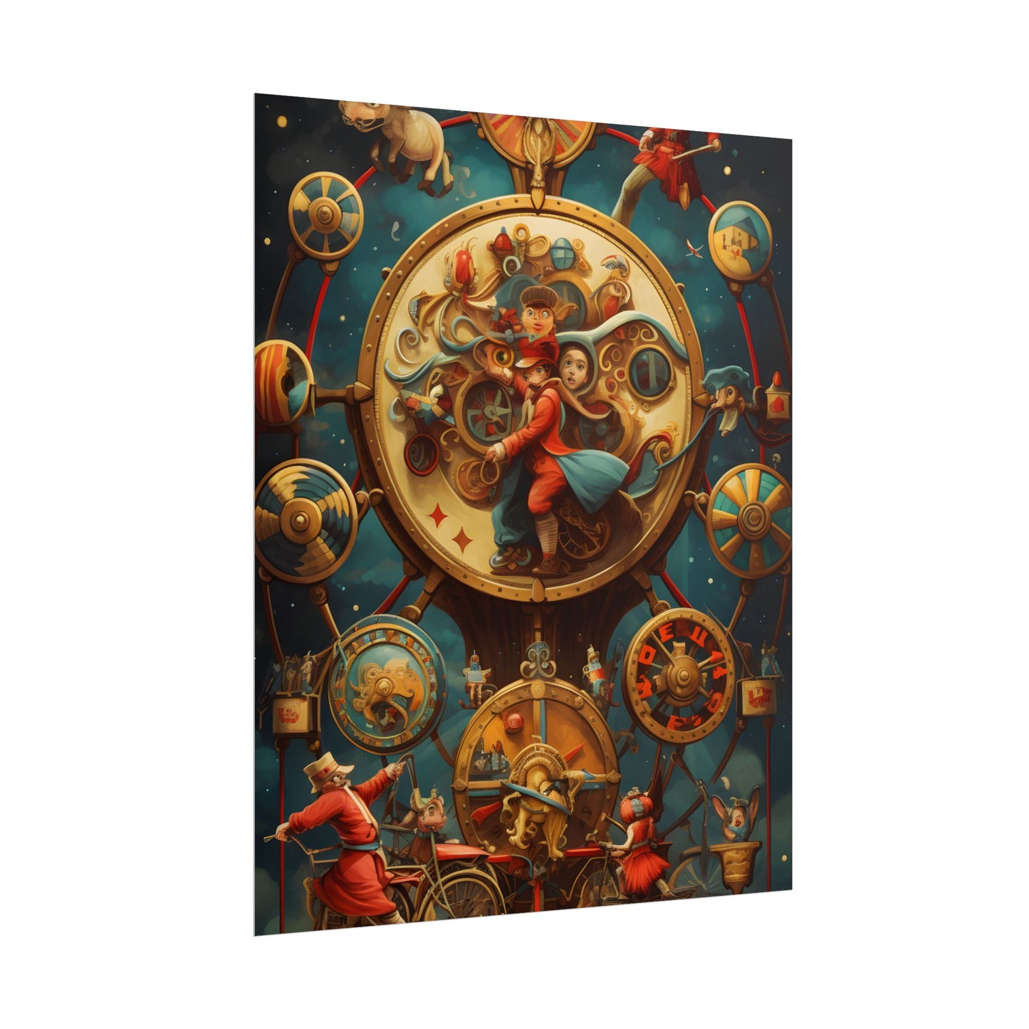 Whimsical Clockwork Circus: Fantastical Mechanical Art - Poster