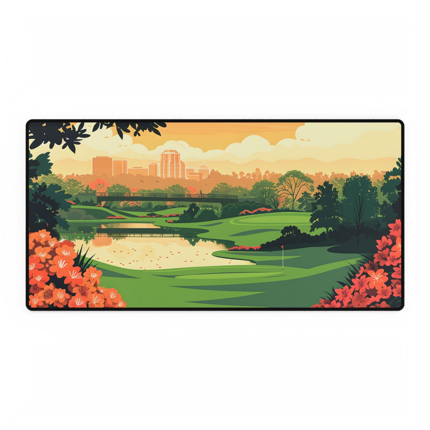 Retro Golf Illustration: Augusta National Georgia - Desk Mat