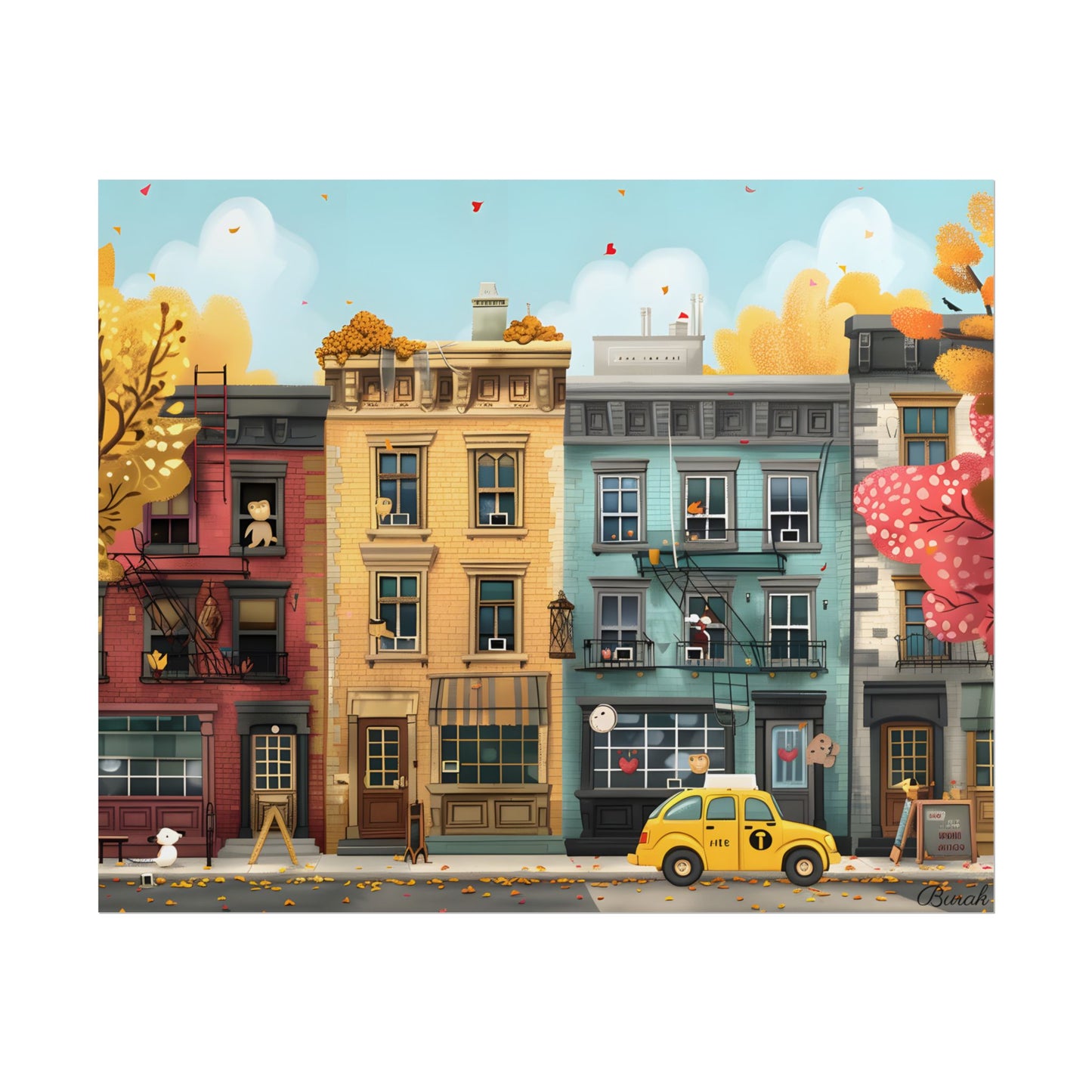 Whimsical Wonder: Playful Yellow Building Illustration - Poster