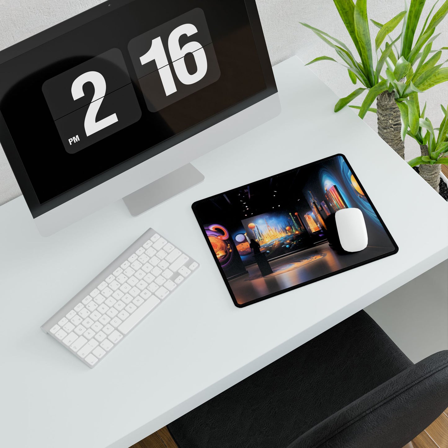 Celestial Art Gallery: Wide-Angle Shot of Space Artwork - Desk Mat