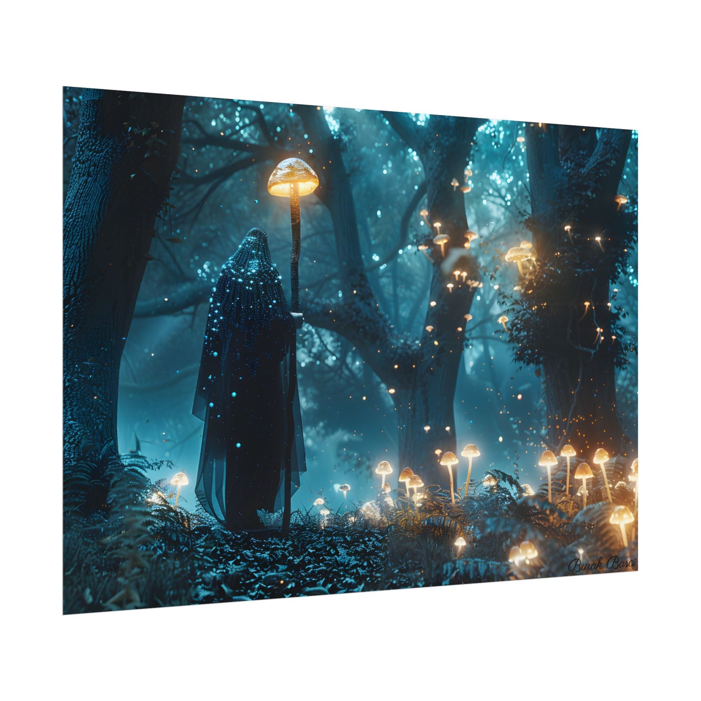 Whispers of Ancient Magic in a Moonlit Mystical Forest - Poster