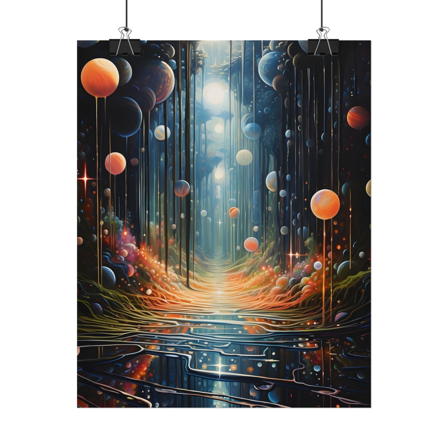 Vibrant Celestial Art Gallery: Otherworldly Landscape - Poster