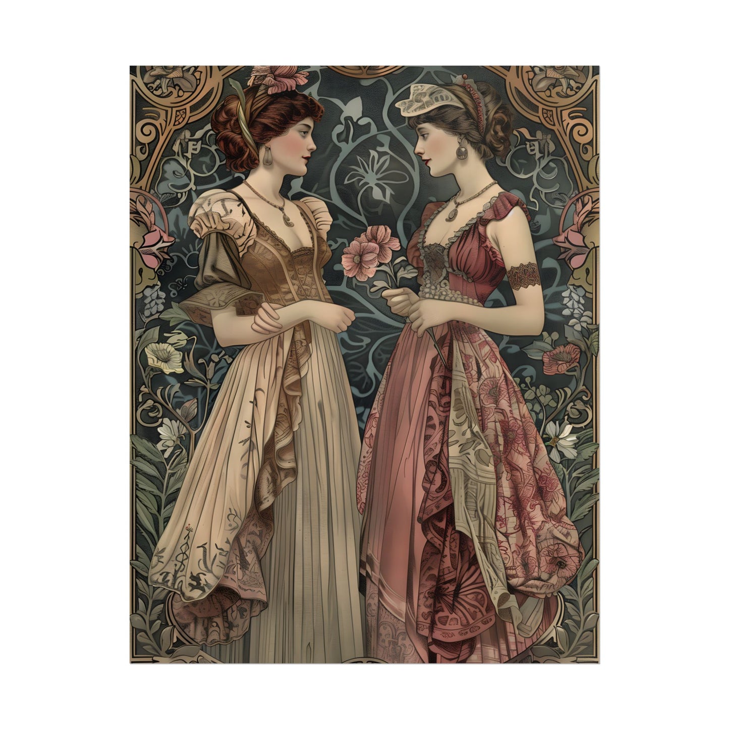 Women in Ornate Attire: Formal Primrose Ceremony - Poster