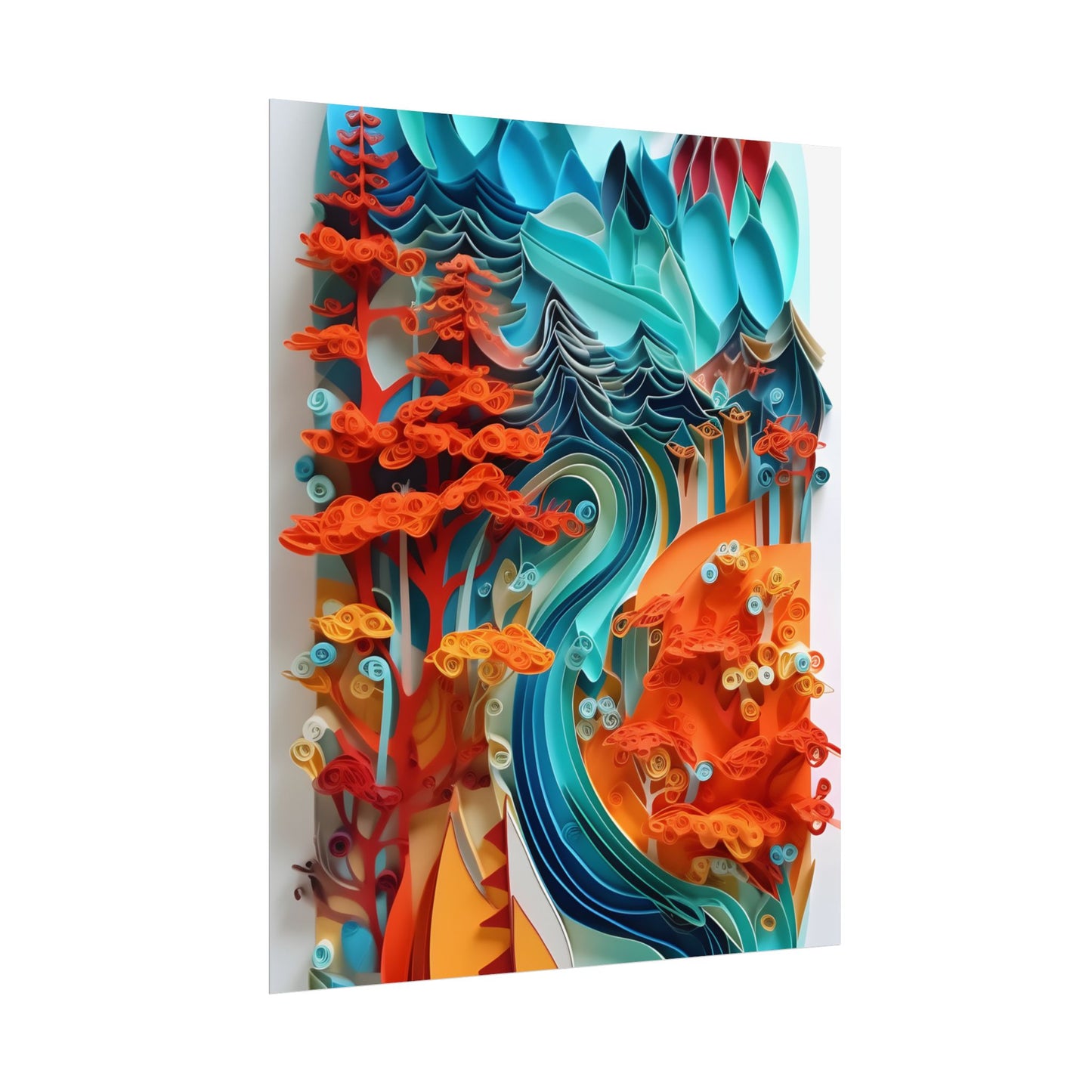 Paper Quilling Island Oasis: Realistic Art Piece - Poster