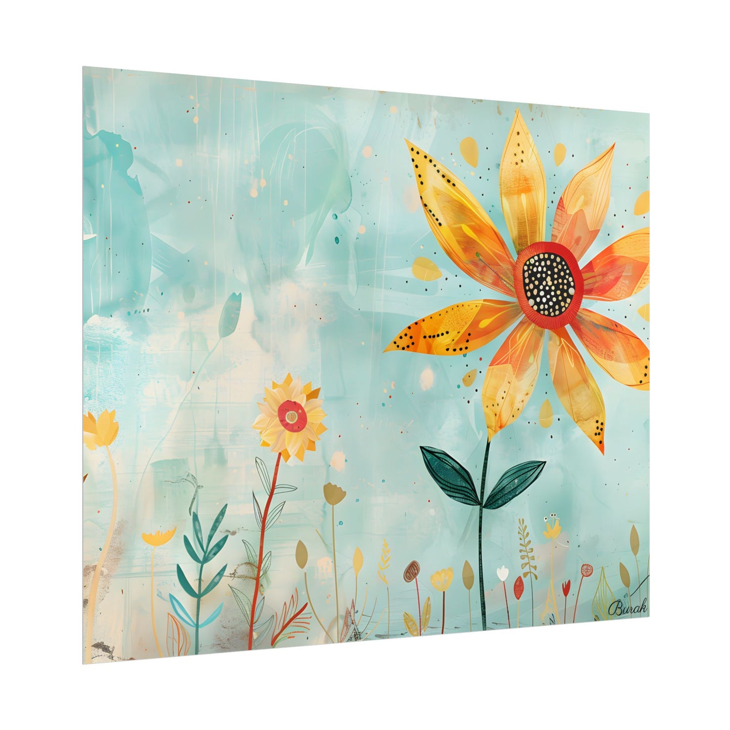 Blooming Growth: Whimsical Flower with Mindset Message Art - Poster