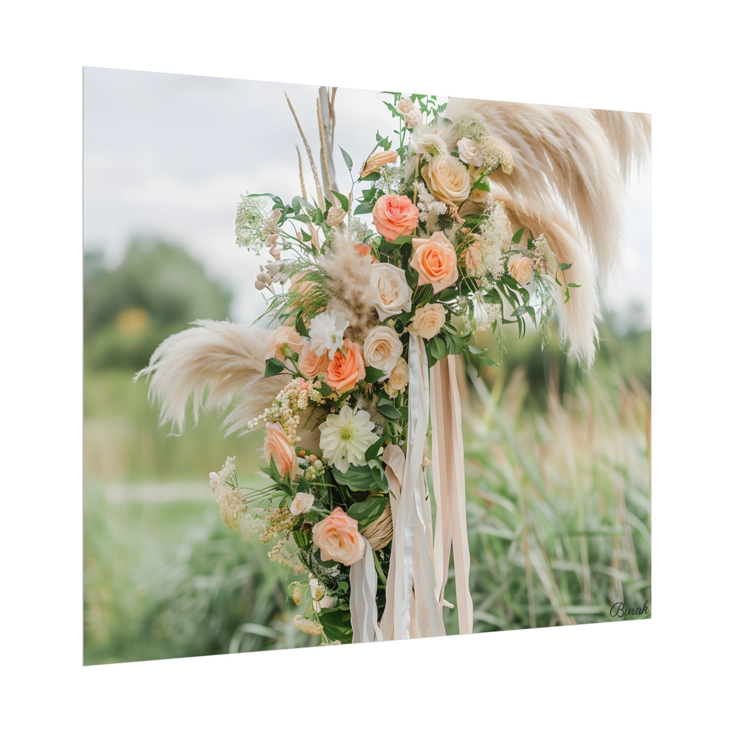 Whimsical Floral Wonders: Vibrant Pampas Garden Art - Poster