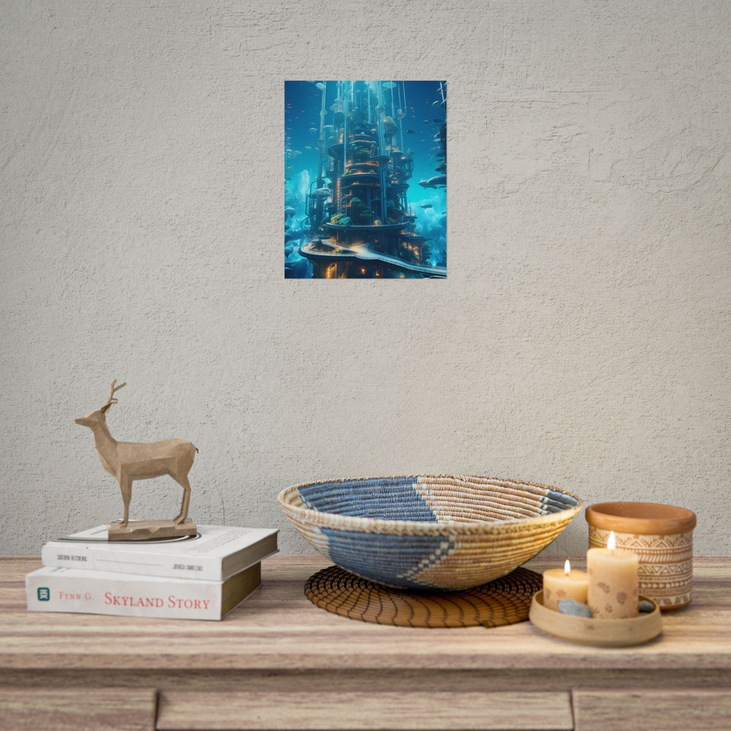 Submerged Metropolis: A Futuristic Underwater Cityscape - Digital Art - Poster