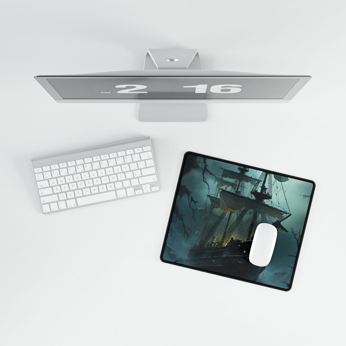 Pirate Ghost Ship Sailing: Mysterious Nautical Art - Desk Mat