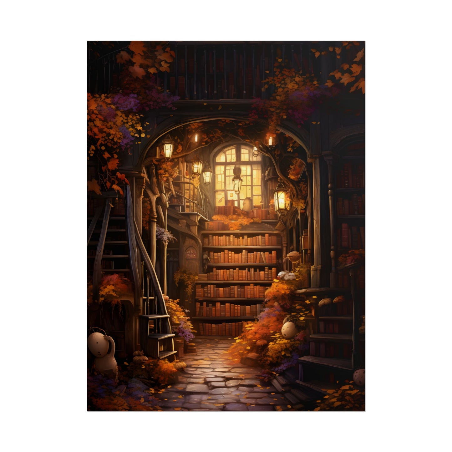 Whimsical Magical Bookshop: Enchanting Artwork in a Hidden Corner - Poster