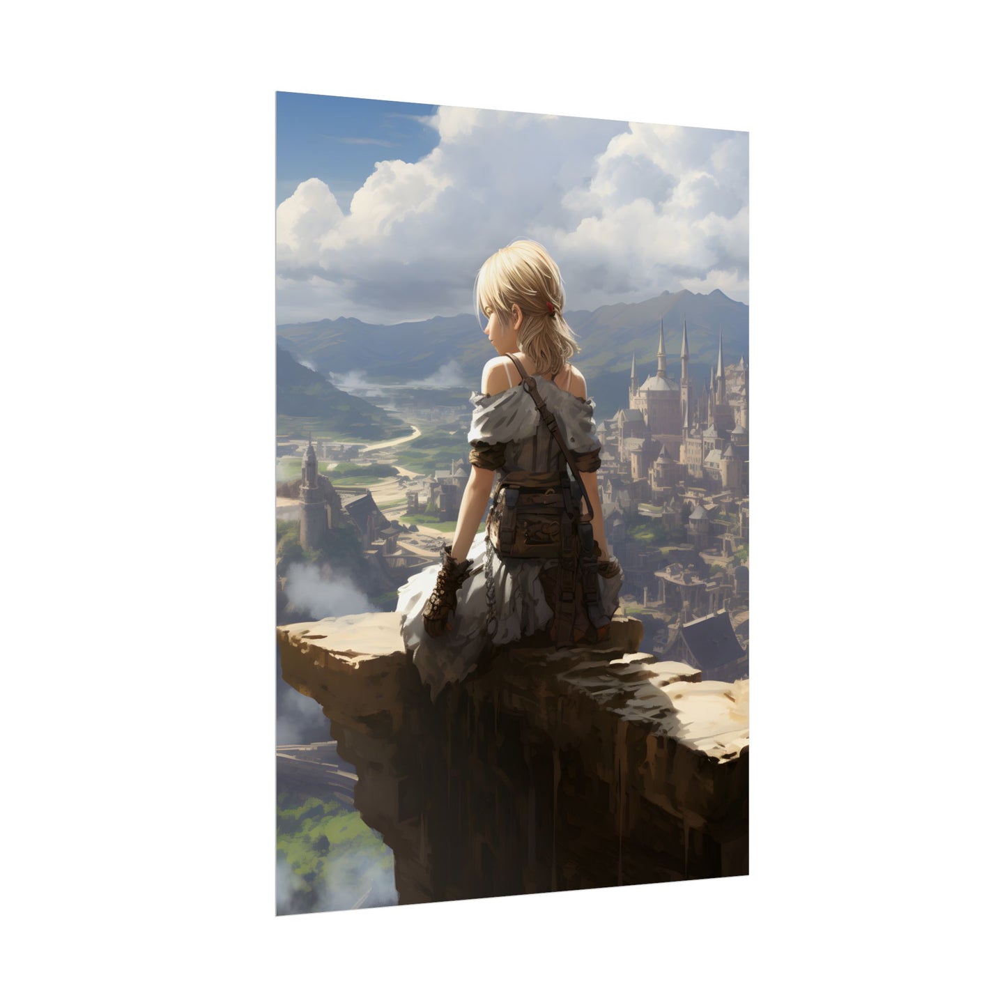 Anime Dreams: Flying Blonde Digital Artwork - Poster