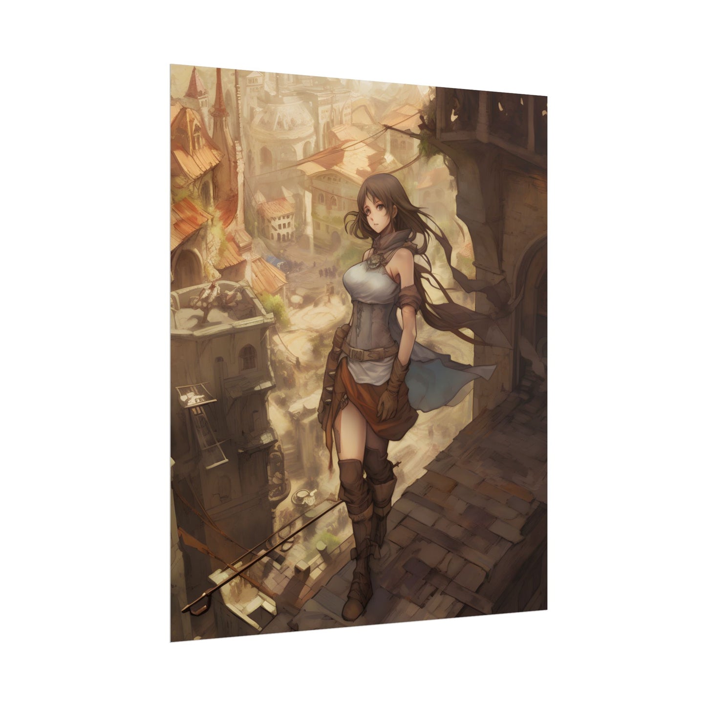 Anime Landscape Serenity: Peaceful Tree Scene Artwork - Poster