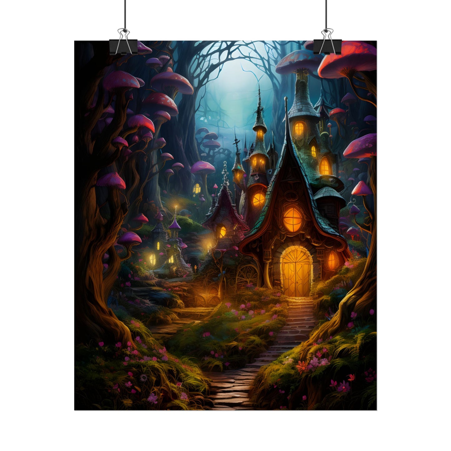 Enchanted Forest Boy: Whimsical Fairy Tale Scene - Poster