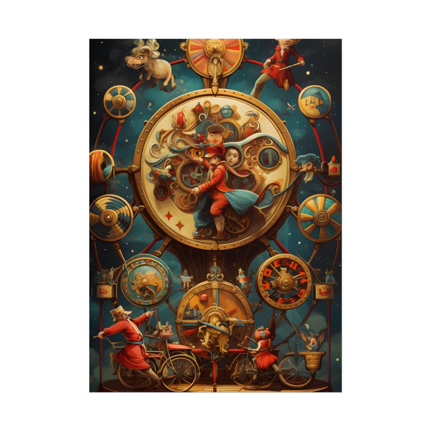 Whimsical Clockwork Circus: Fantastical Mechanical Art - Poster