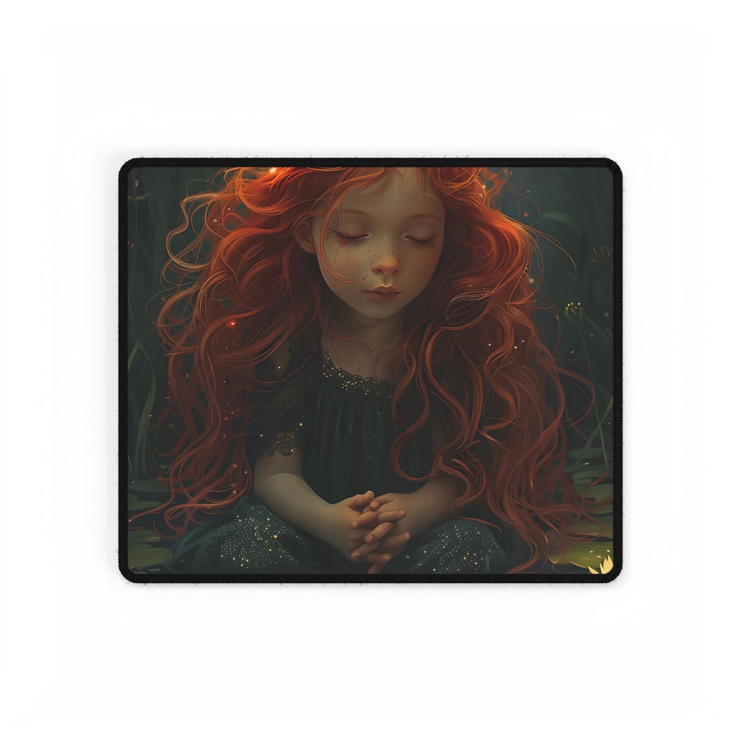 Sparkly Redhead Daydream: Young Girl Digital Art - Desk Mat