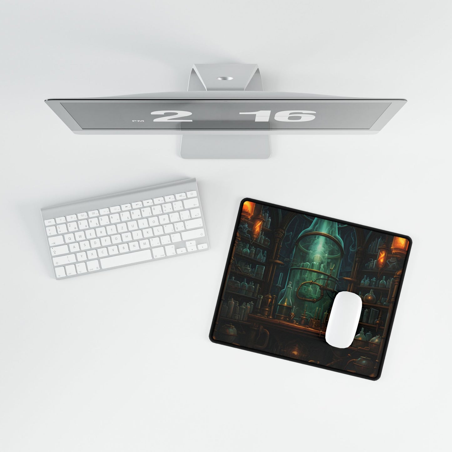 Mysterious Lab Test: Scientific Experiment in Progress - Desk Mat