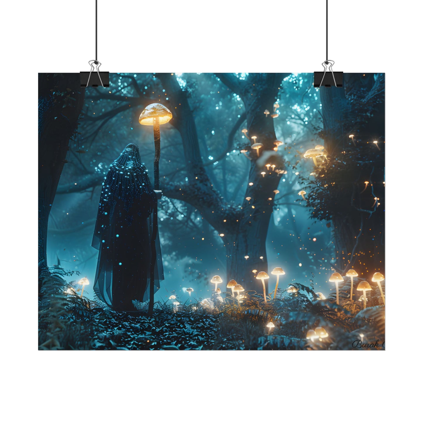 Whispers of Ancient Magic in a Moonlit Mystical Forest - Poster