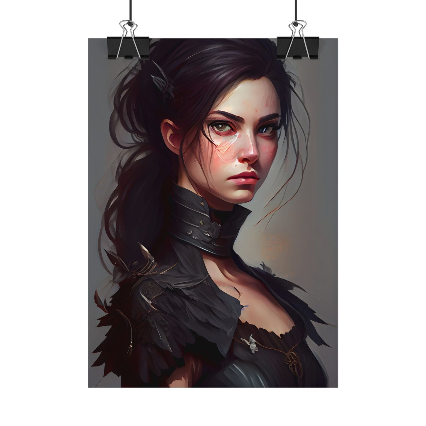 Artistic Female Portrait: Elegant Dress Digital Artwork - Poster