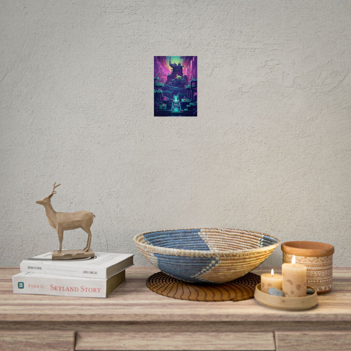 Vibrant Cyber-Pets: Gamified Pixelated Digital Art - Poster