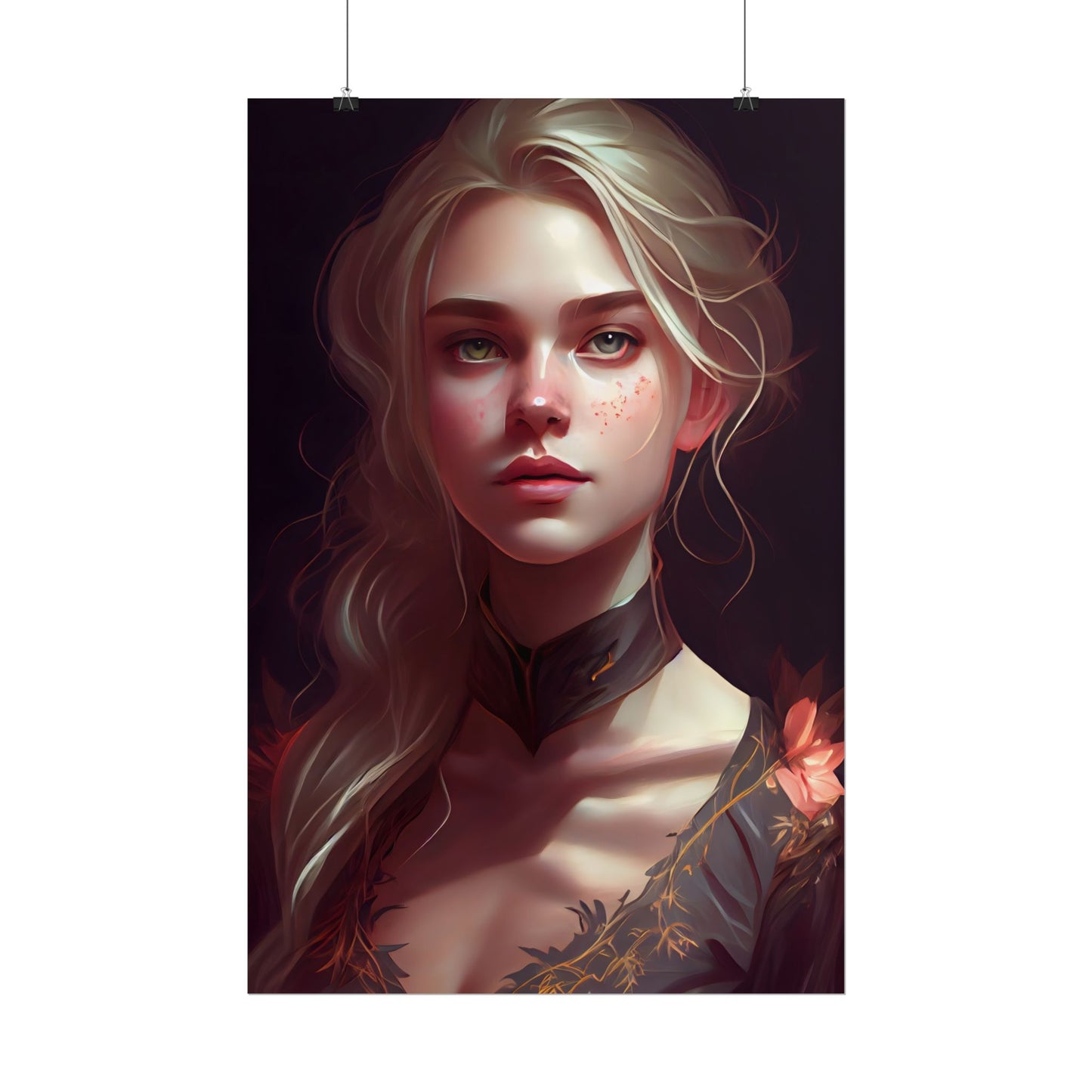 Astonishing Blonde Portrait: Artistic Beauty in Darkness - Poster