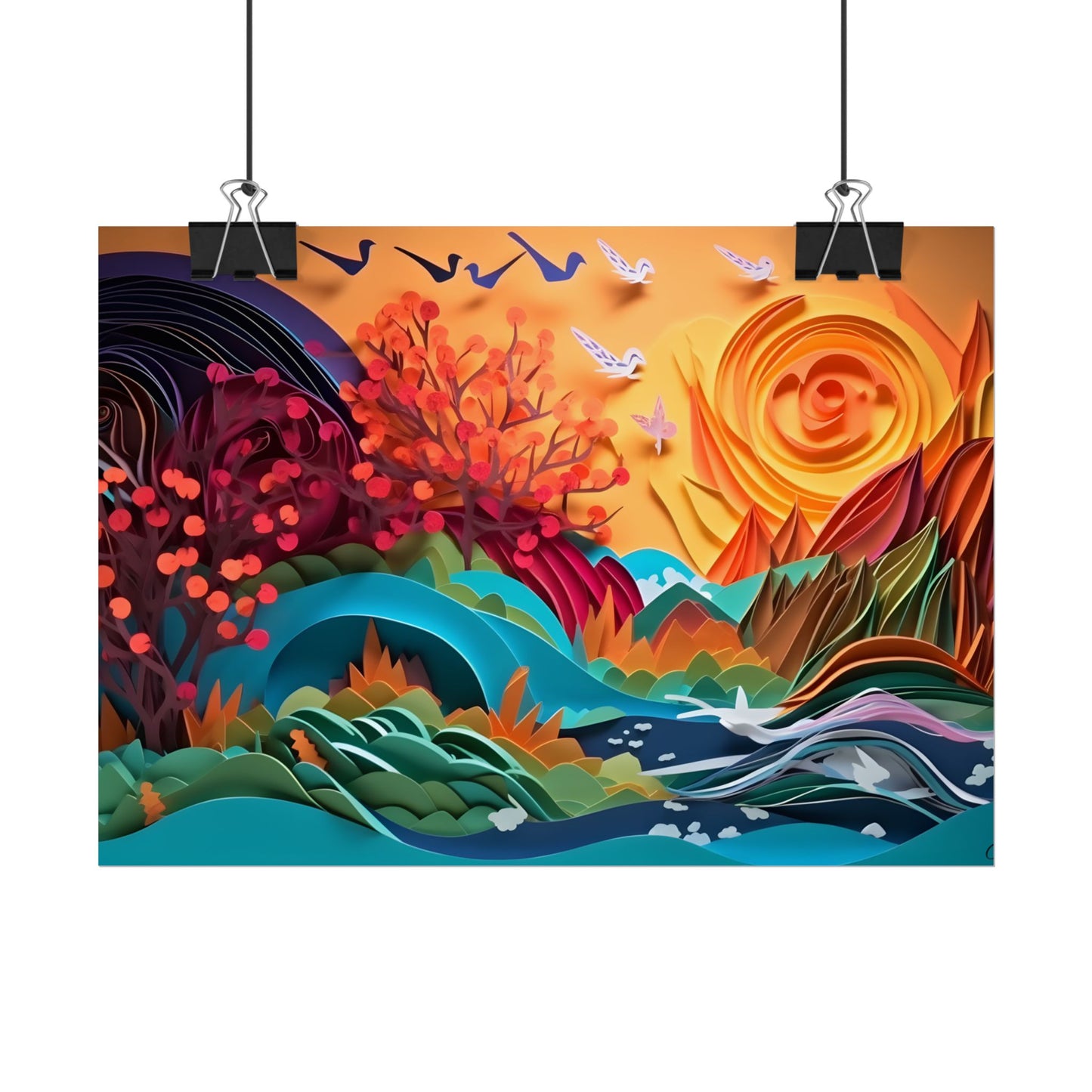Magical Brown Flower: Quilled Paper Art - Poster