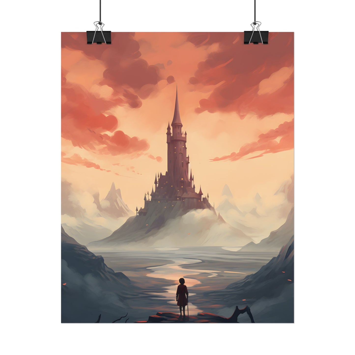 Winter Wonderland: Vibrant Snow-covered Scene with Cozy Red House - Poster