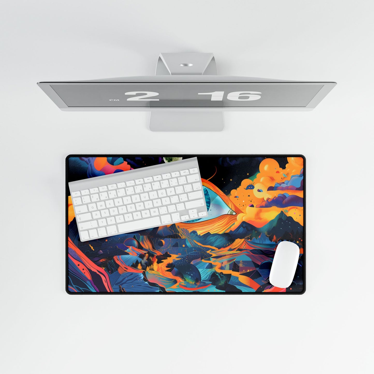 Surreal Landscape with Giant Eye: Mysterious Artwork - Desk Mat