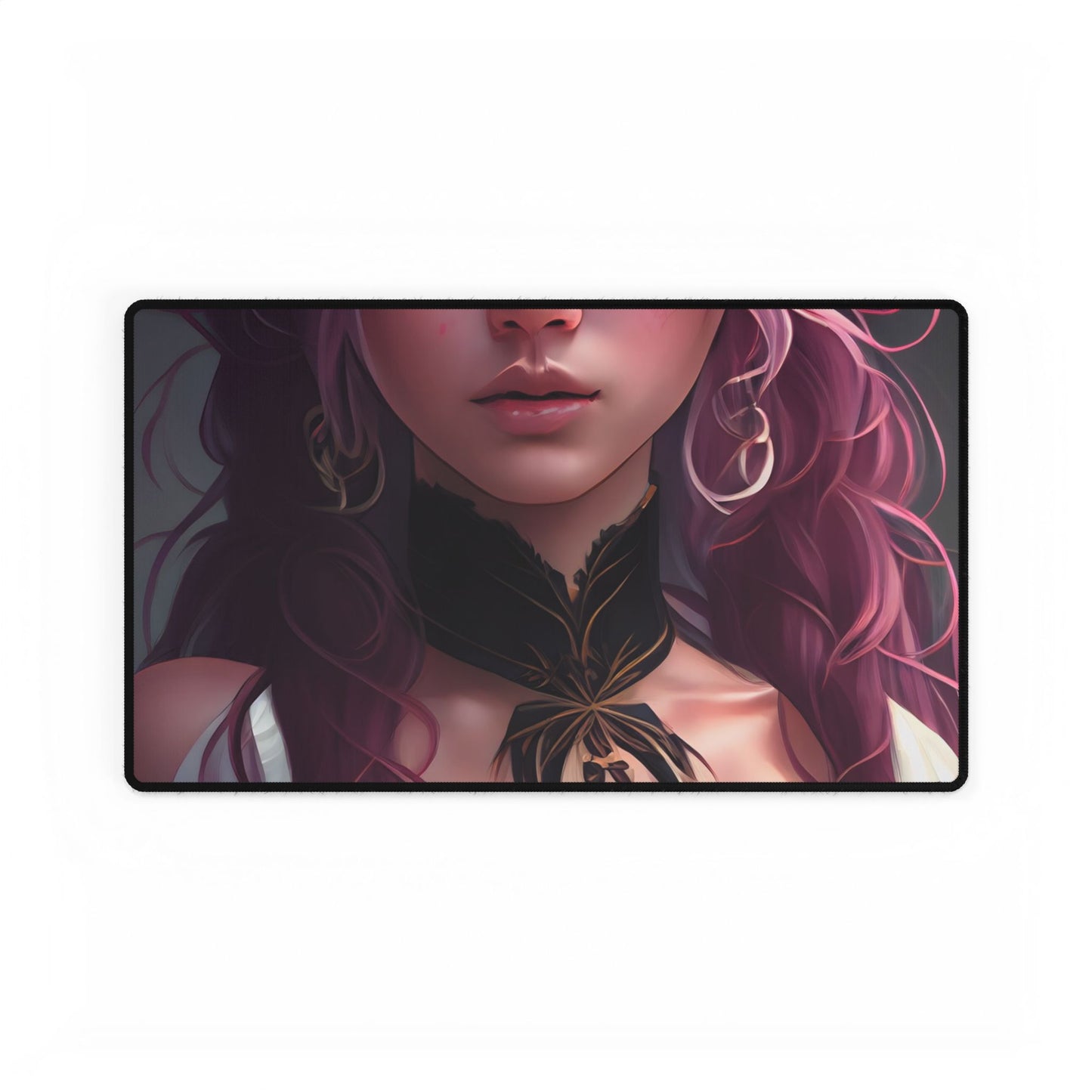Astonishing Empowered Goddess: Pink Hair Portrait in Dreamscape - Desk Mat