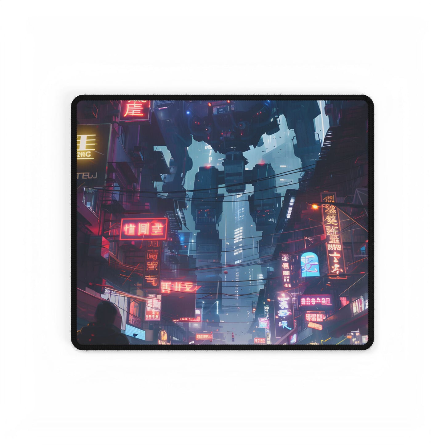 Futuristic City: Neon Dreams Digital Art - Desk Mat