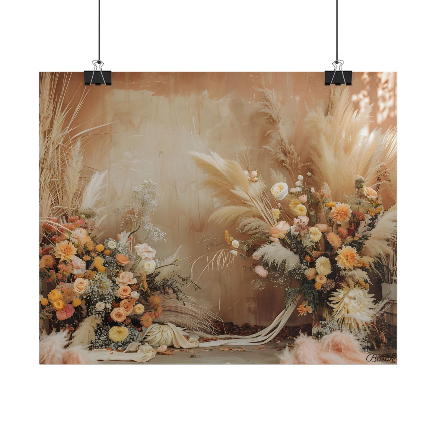 Whimsical Floral Pampas Find: Explore Calming Artwork - Poster