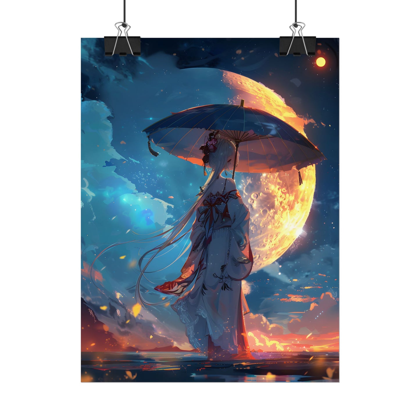 Winter Anime Girl: Holding Umbrella in Snowy Scene - Poster