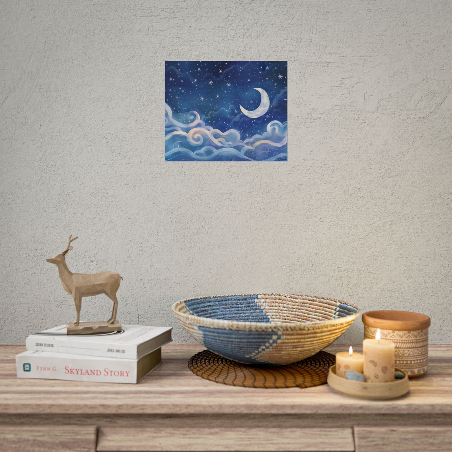 Whimsical Night Sky Dreams: Magical Illustration - Poster