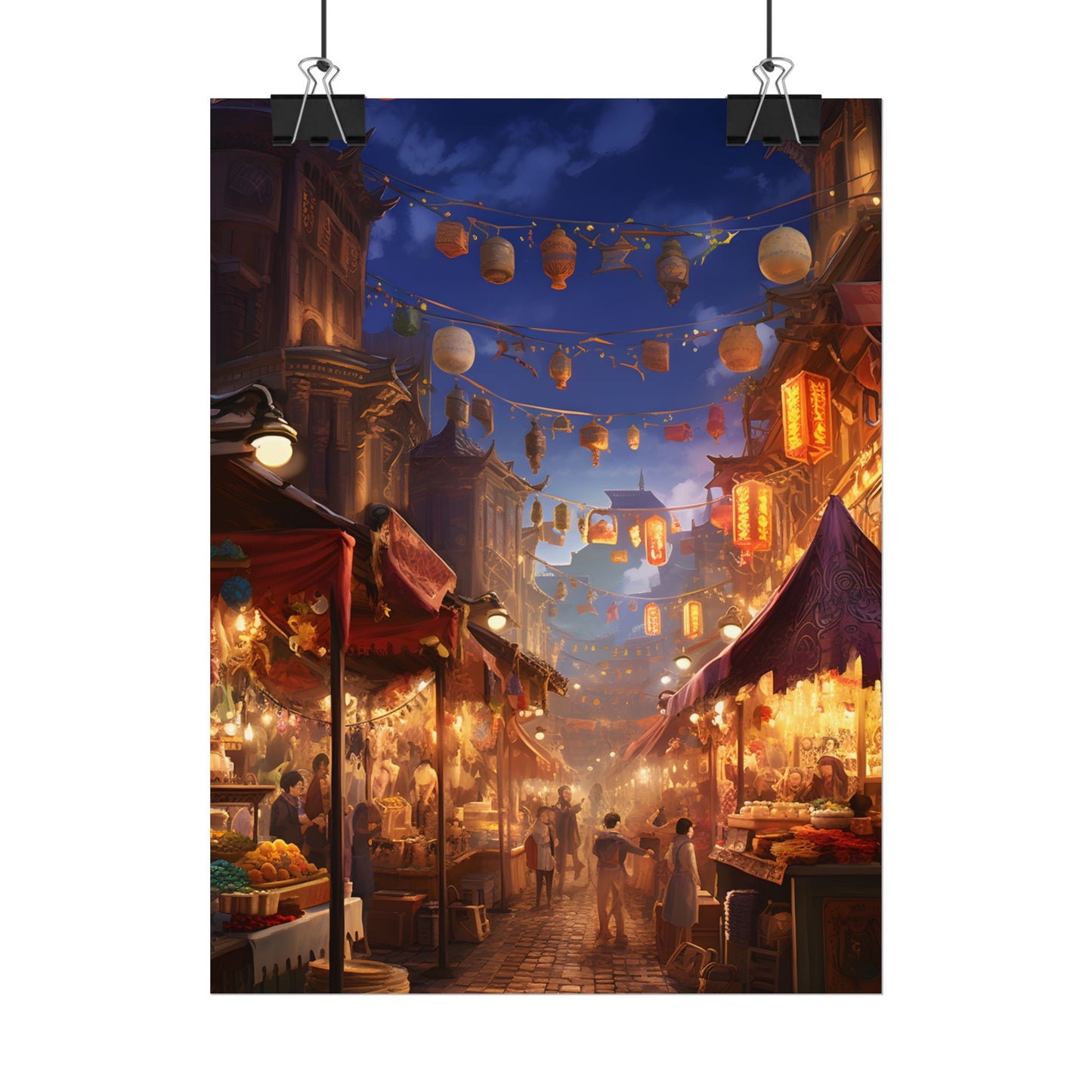 Enchanting Evening Street Food Market: A Vibrant Gathering - Poster