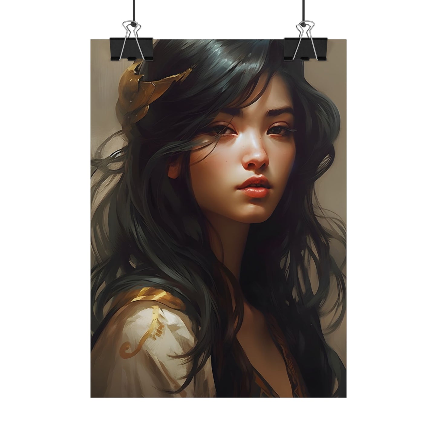 Astonishing Black Haired Portrait: Digital Artwork - Poster