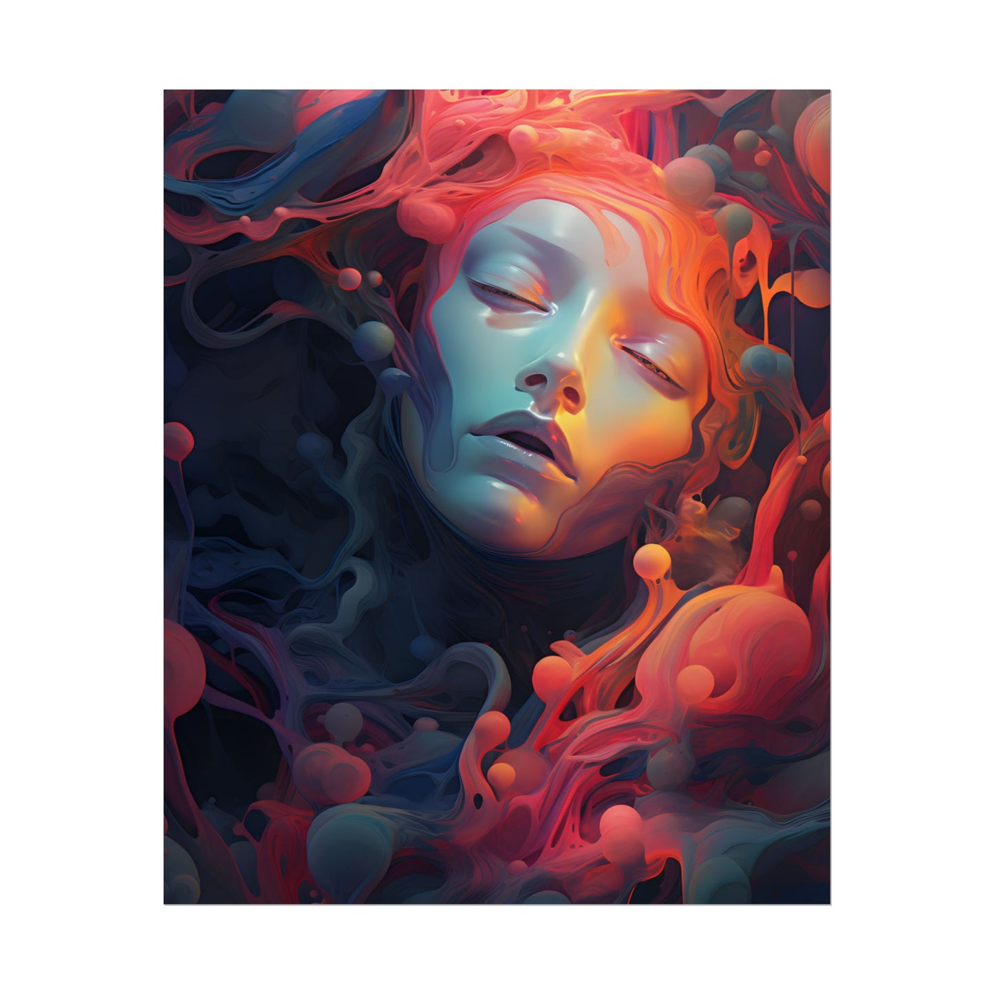 Abstract Cyber Dreamscape: Digital Artwork - Poster