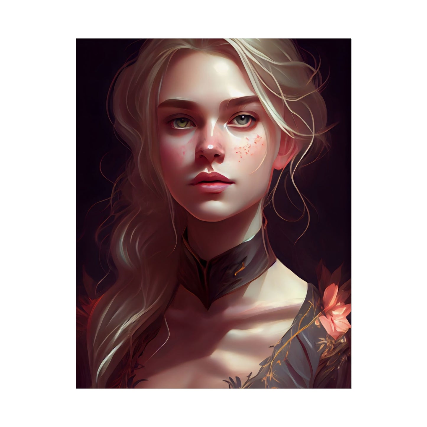 Astonishing Blonde Portrait: Artistic Beauty in Darkness - Poster