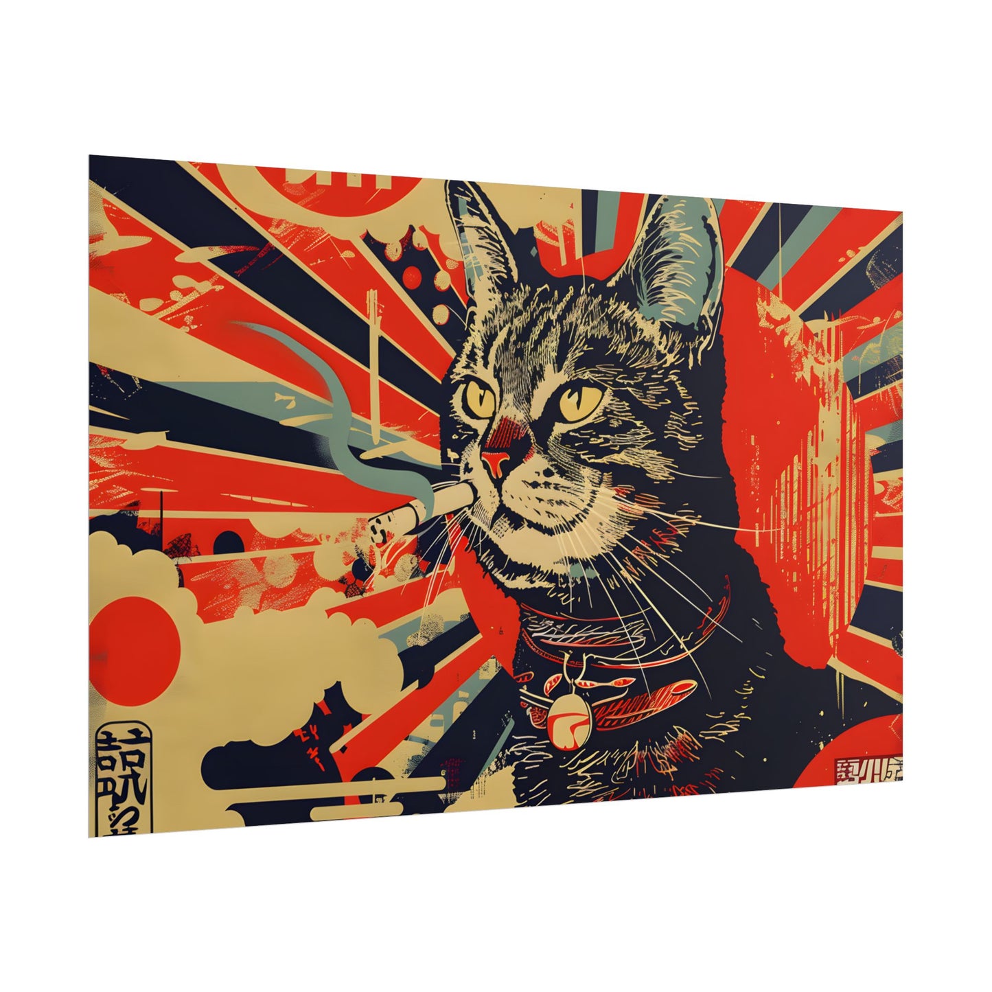 Whimsical Urban Wildlife: Cat Art in a Bolstered Setting - Poster