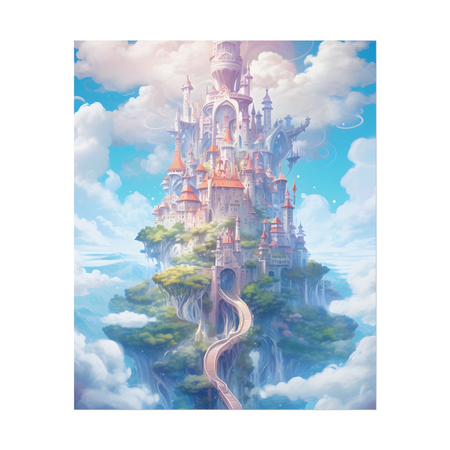 Celestial Fantasy Floating City: Dreamy Artwork - Poster