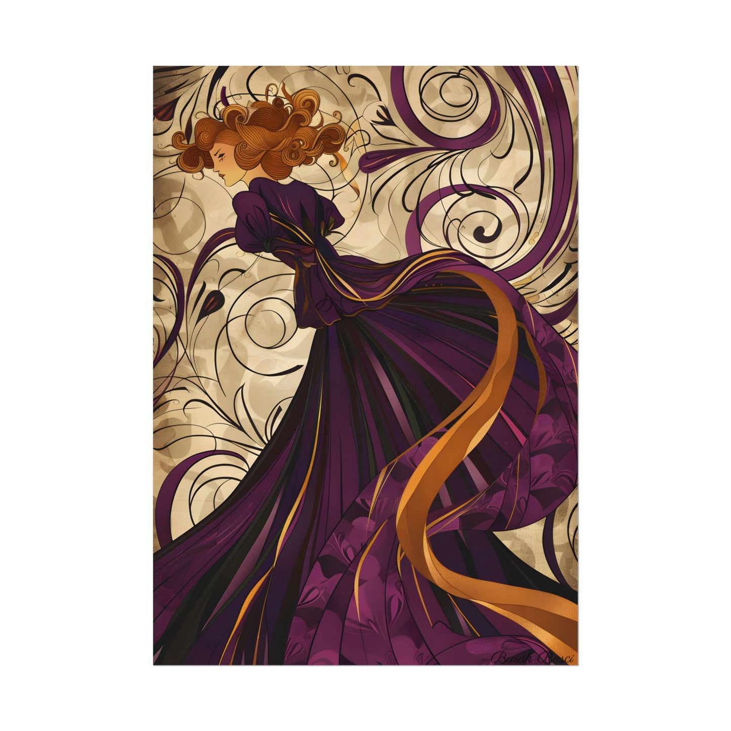 Art Nouveau Masterpiece: Elegant Geometric Design - Poster
