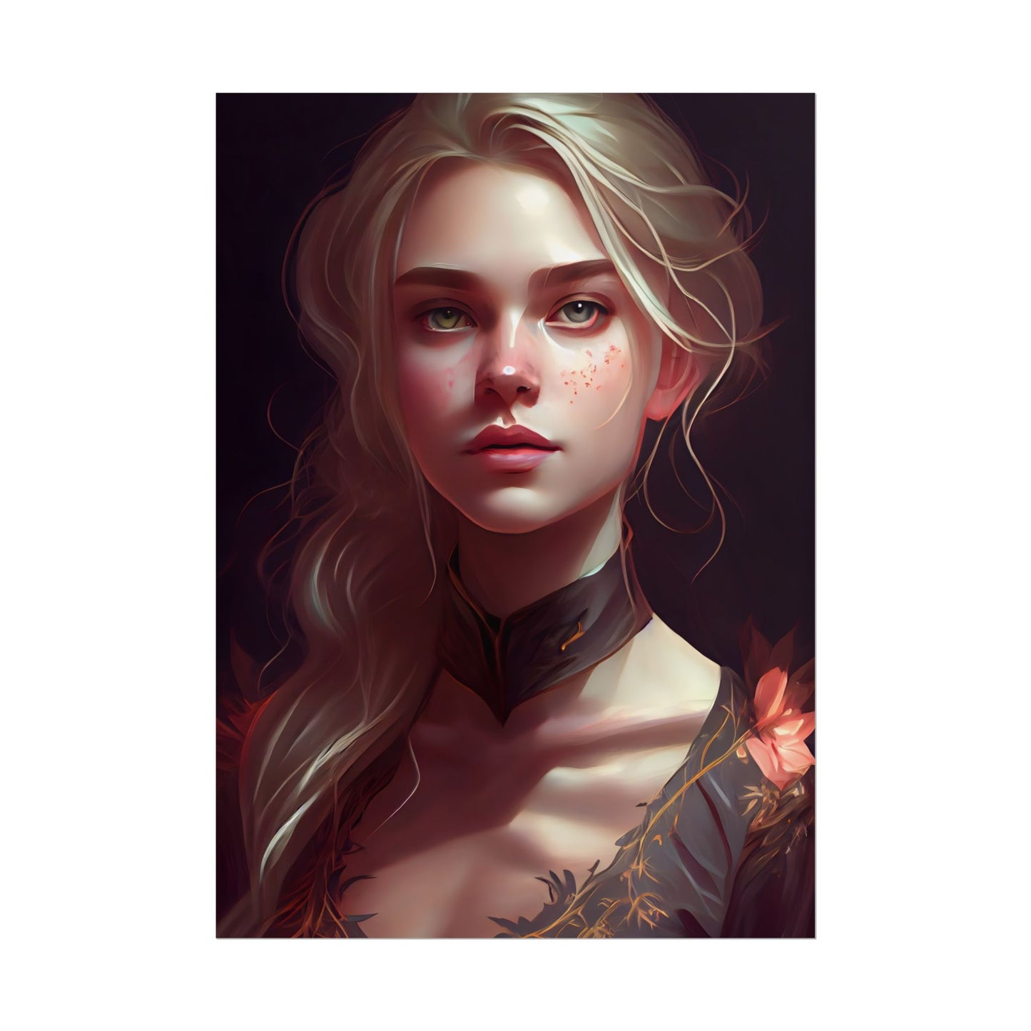 Astonishing Blonde Portrait: Artistic Beauty in Darkness - Poster